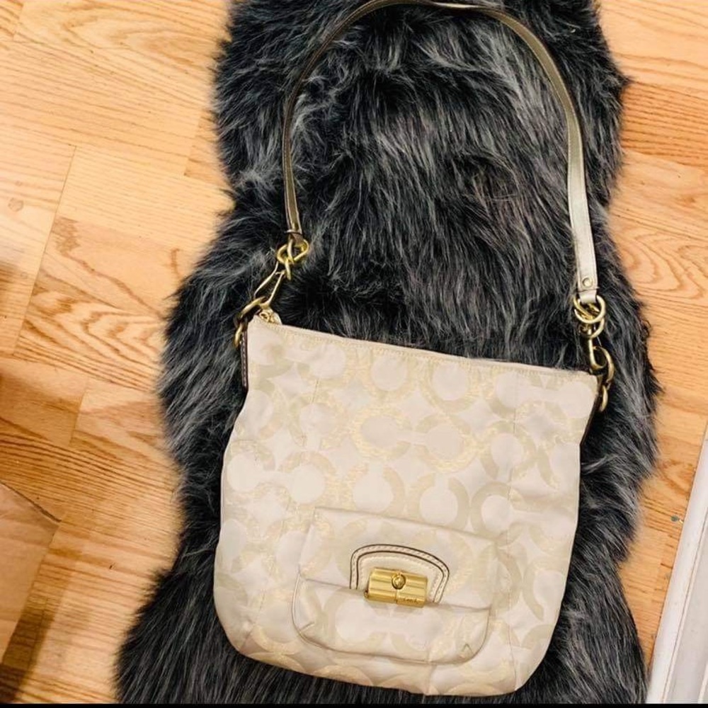 COACH brand new taupe gold/ pink crossbody